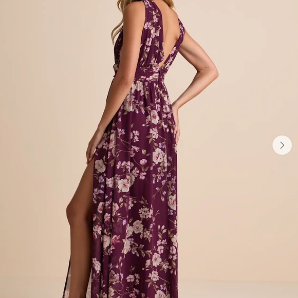 Lulus Heavenly Hues Plum Floral Maxi Dress Purple - Size M - Picture 2 of 4